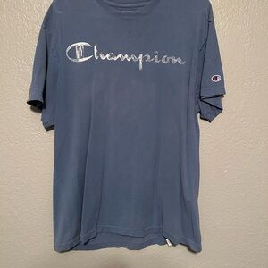 Champion Men's Tee in Blue with Silver Logo